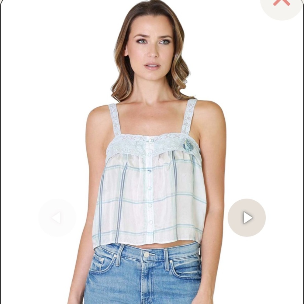 LOVESHACKFANCY PANTHEA SILK CROP TANK - MORNING RAIN Size M **See description